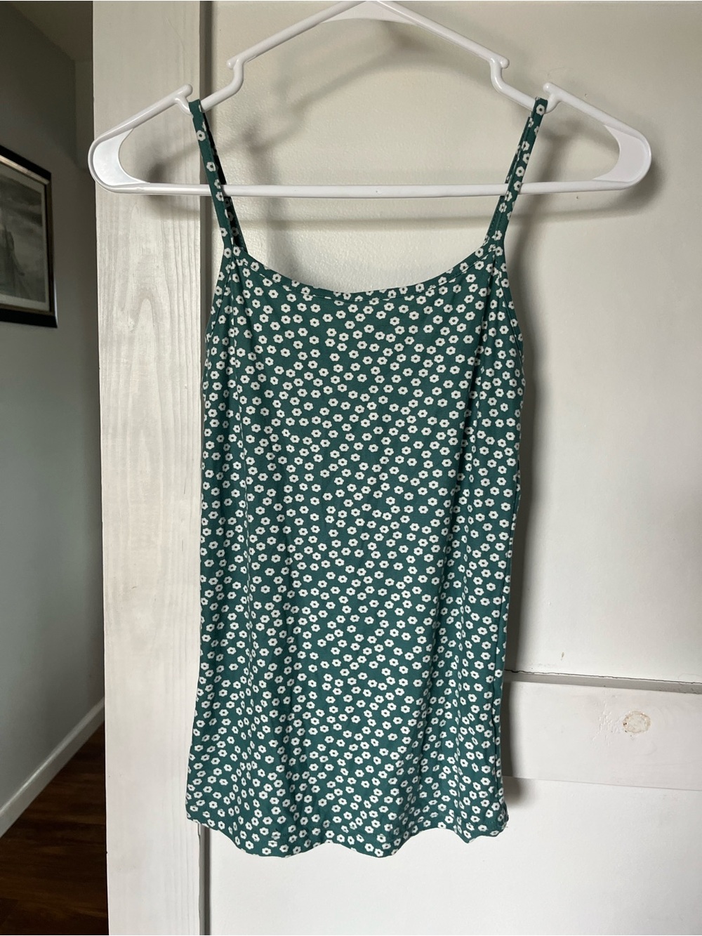 Green Floral Spaghetti Strap Tank Top